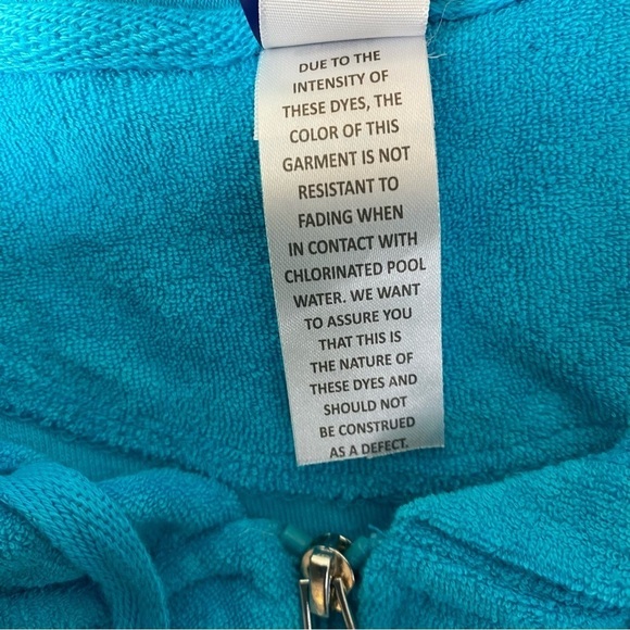 Swimsuits For All Blue Sea Hooded Terry Front Zip Cover Up Size 26/28 - Picture 7 of 8
